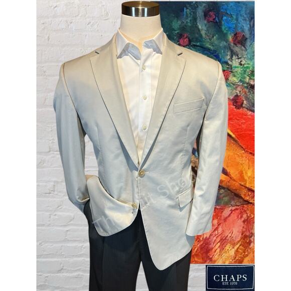 Chaps Other - Chaps Mens Casual Blazer 44R Light Khaki 100% Cotton Jacket